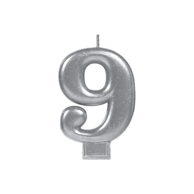 Vela Número Plata 9