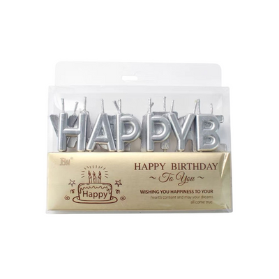 Velas Happy Birthday Plateada