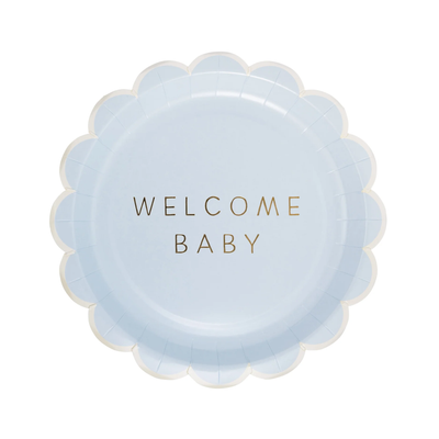 Welcome Baby Blue Plate