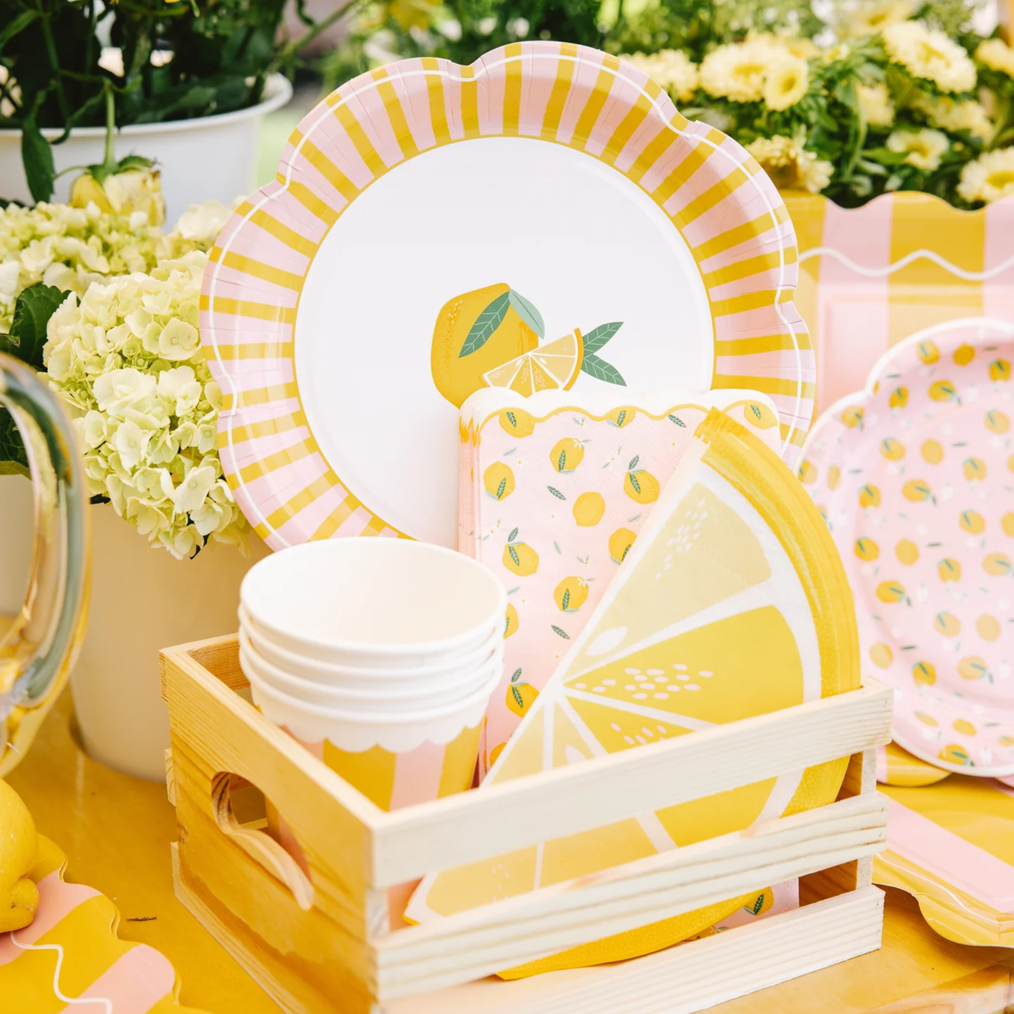 Yellow & Pink Striped Lime Plate 9"