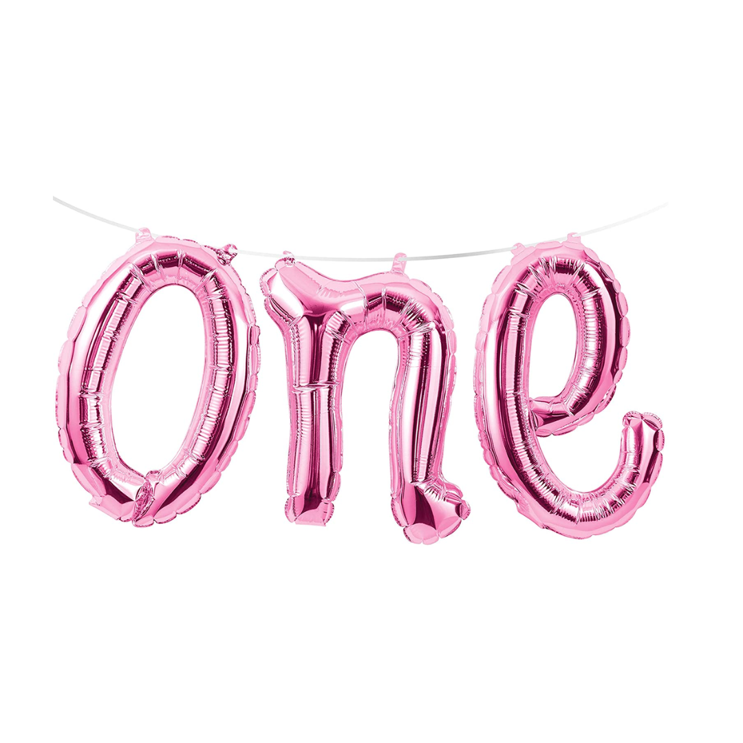 Banner One Balloon Pink