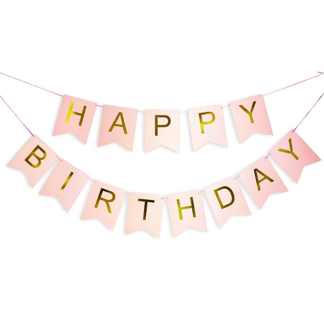 Banner Rosa Pastel Banner Rosa Pastel Happy Birthday – PartyStock