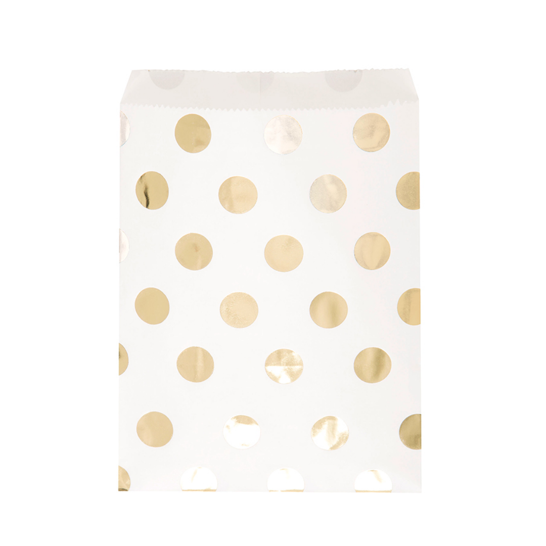 Bolsa de Papel Puntos Dorados (8 piezas)