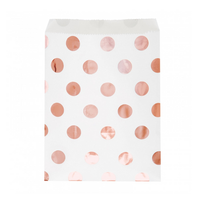 Bolsa de Papel Puntos Rose Gold (8 piezas)