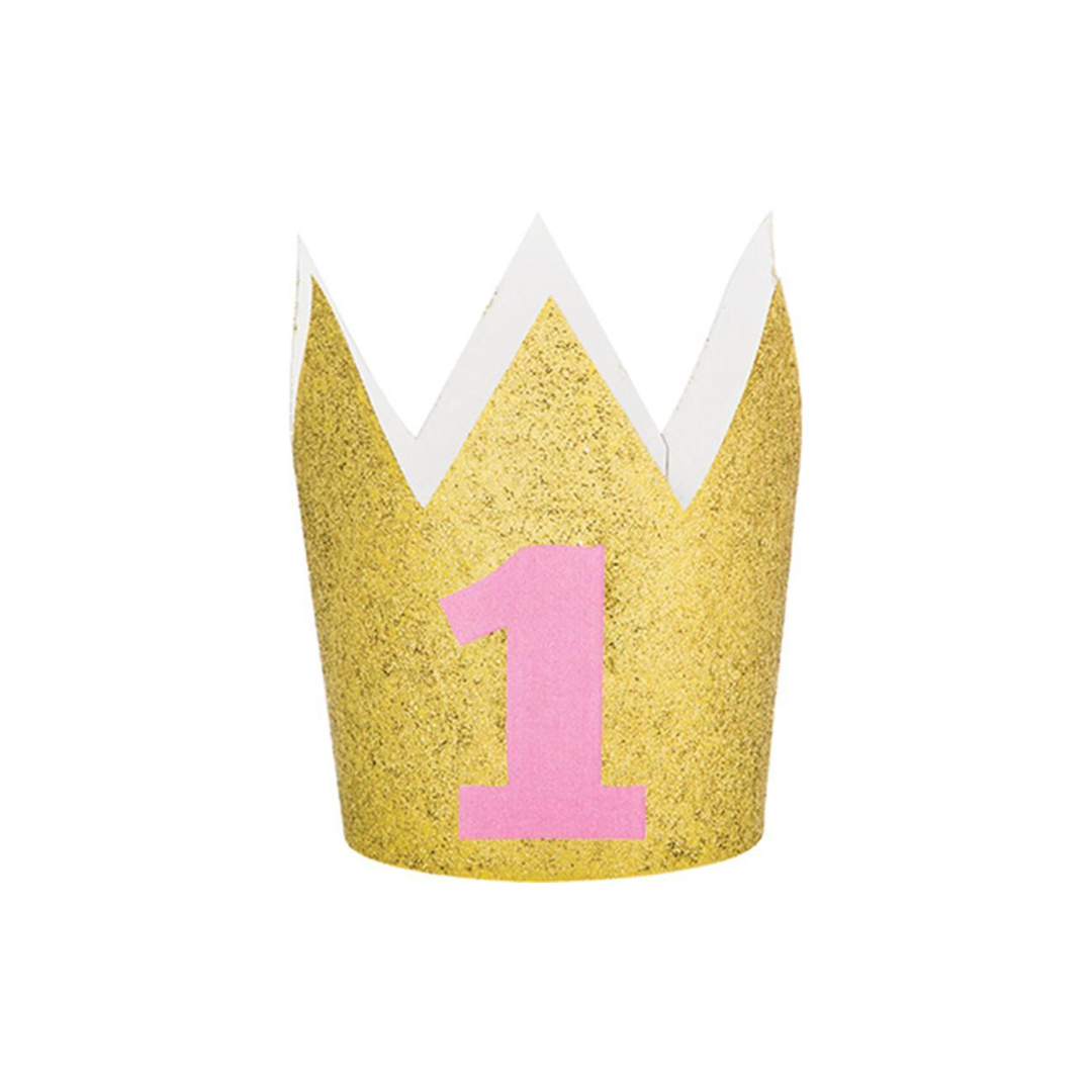 Corona Glitter Primer Año Rosa