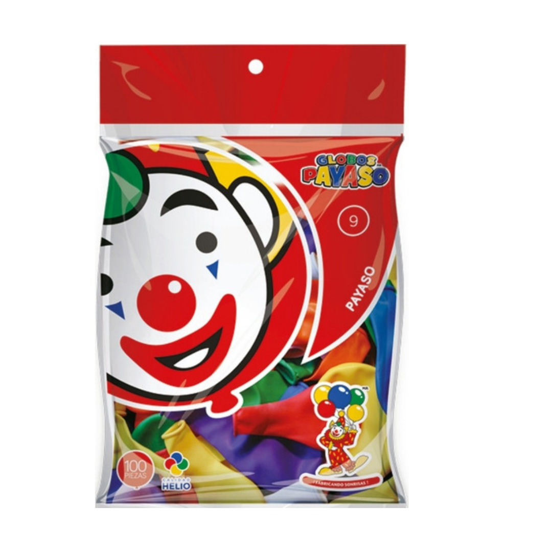 Globo Payaso 9" (100 pz) Surtido