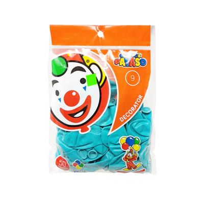 Globo Payaso Decorator 9" (50 pz) Aqua