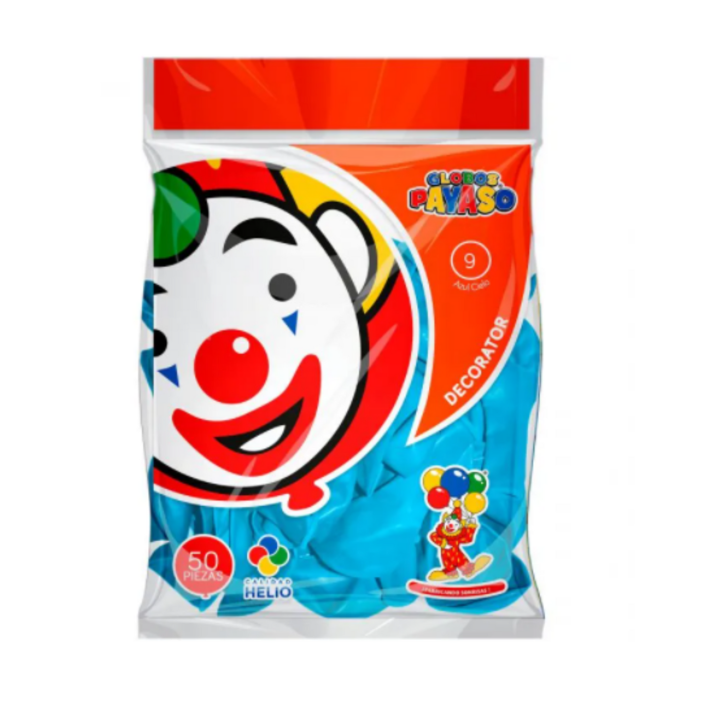 Globo Payaso Decorator 9" (50 pz) Celeste