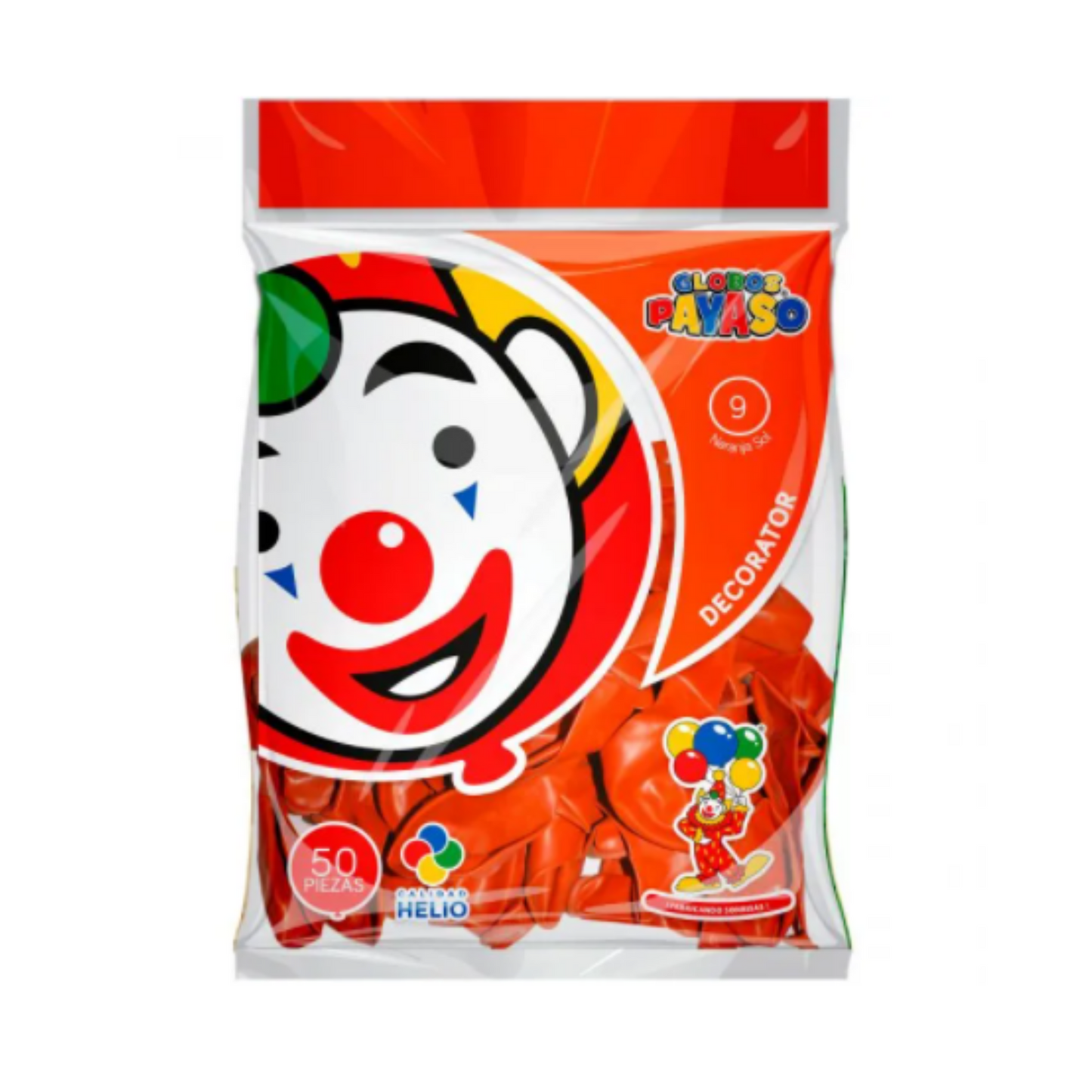 Globo Payaso Decorator 9" (50 pz) Naranja