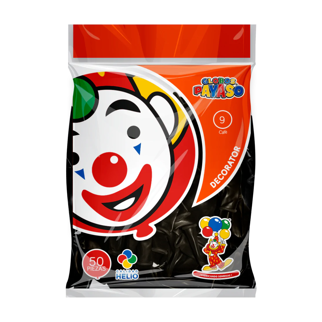 Globo Payaso Decorator 9" (50 pz) Negro