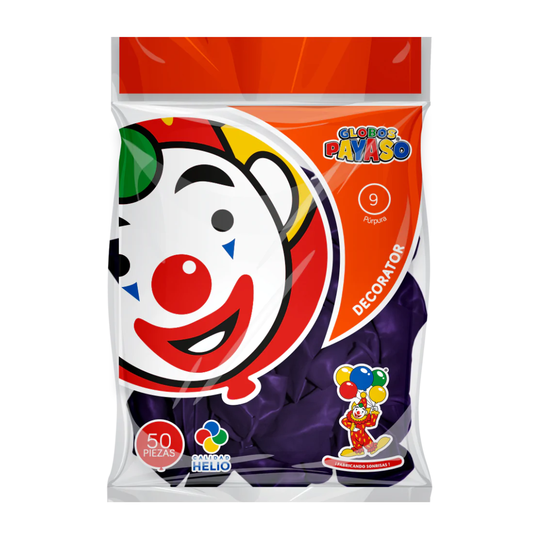 Globo Payaso Decorator 9" (50 pz) Purpura