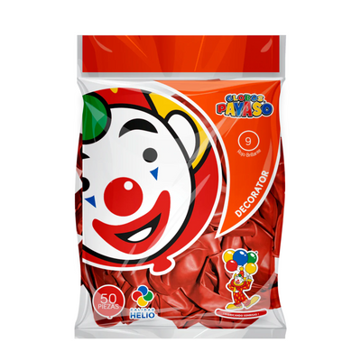 Globo Payaso Decorator 9" (50 pz) Rojo