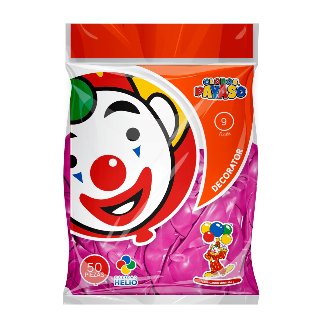 Globo Payaso Decorator 9" (50 pz) Rosa Fuscia