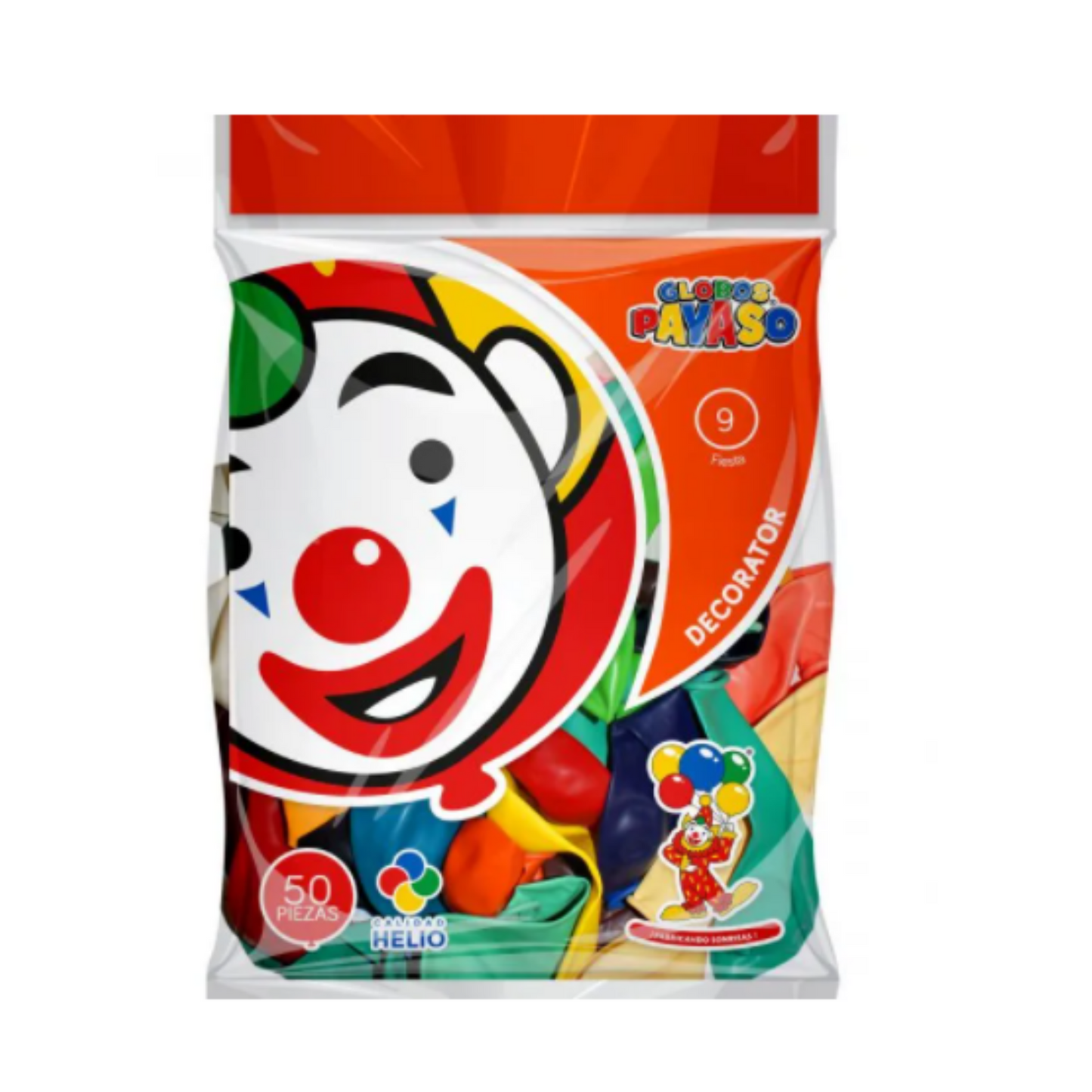 Globo Payaso Decorator 9" (50 pz) Surtido