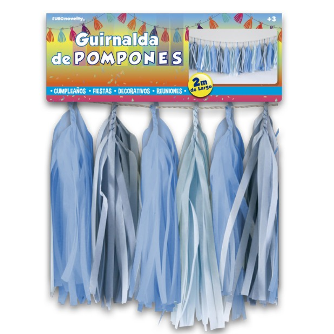Guirnalda de Pompones Azul
