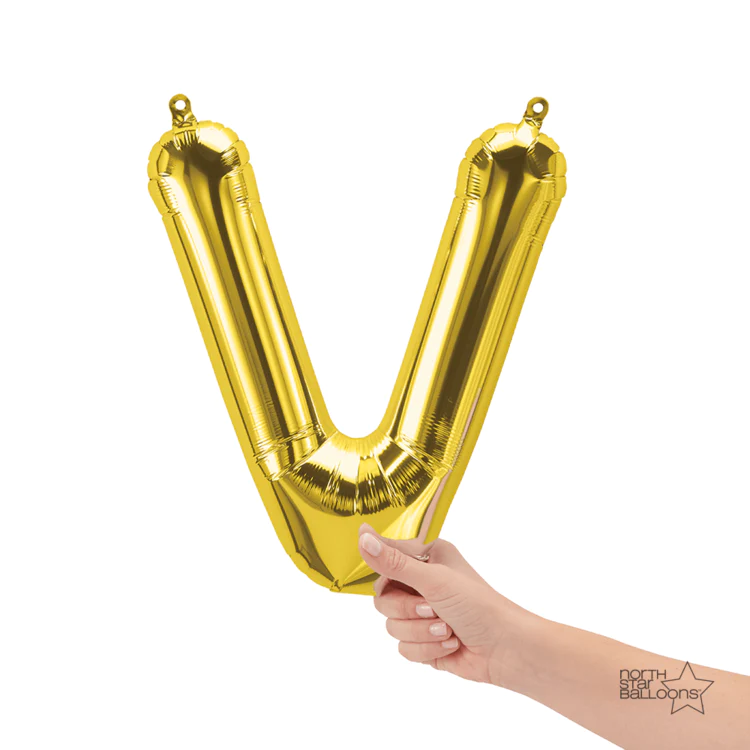 Letra V Dorado 14"