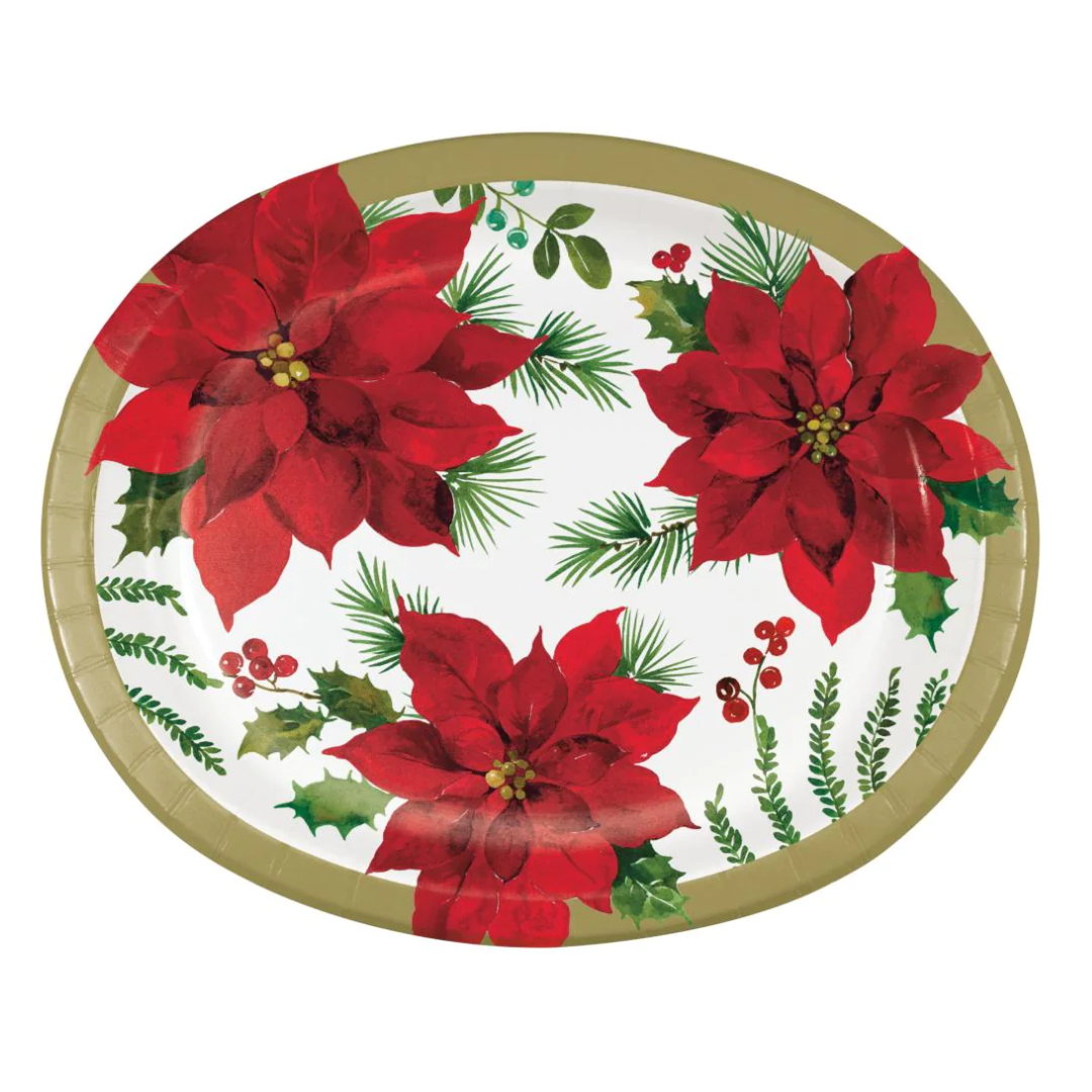 Plato Ovalado Poinsettia