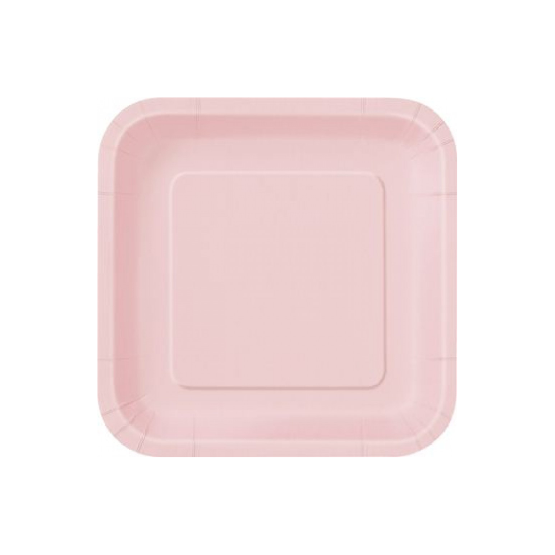 Plato Cuadrado Rosa Claro 7"