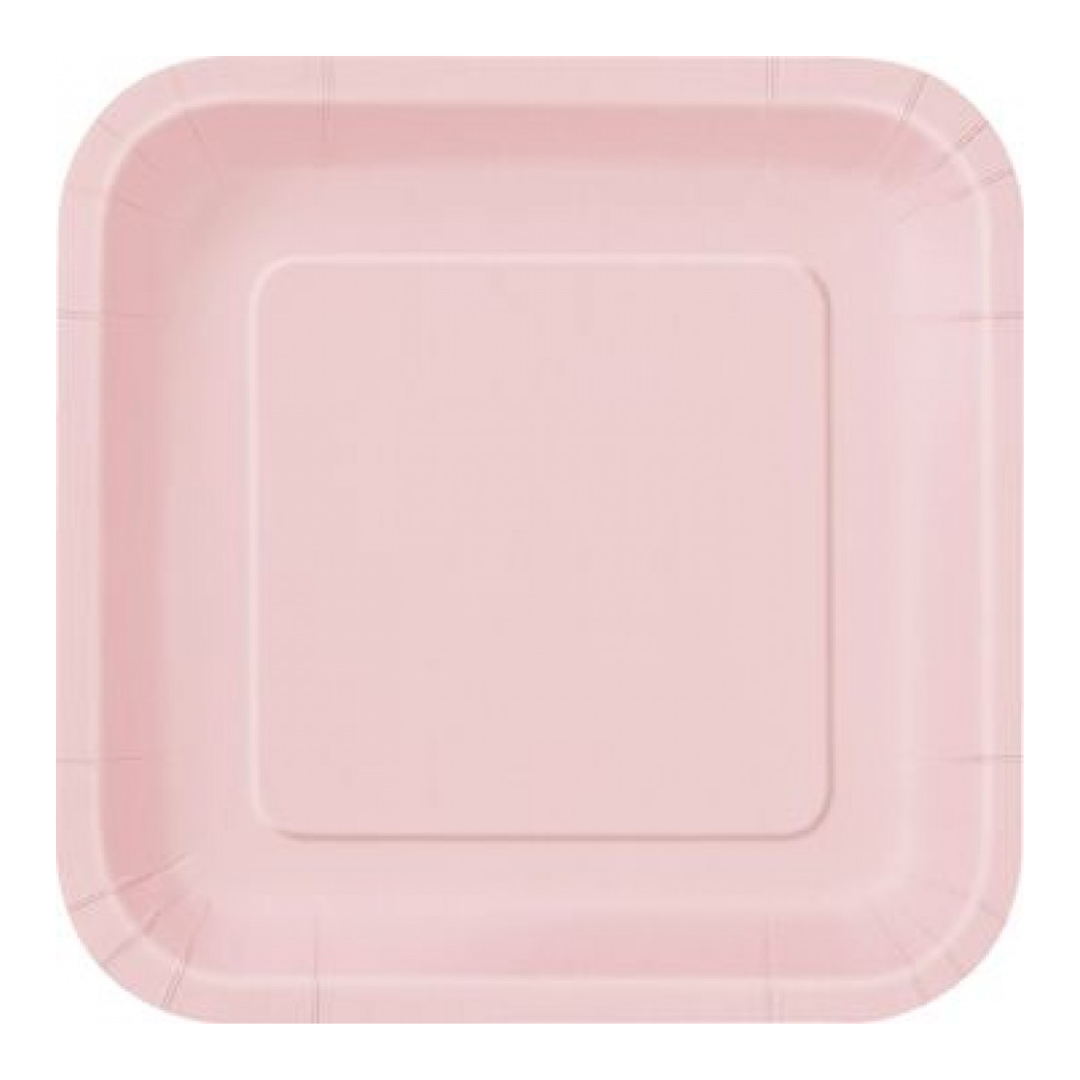 Plato Cuadrado Rosa Claro 9"