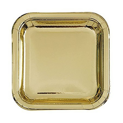 Plato Cudrado Dorado 9"