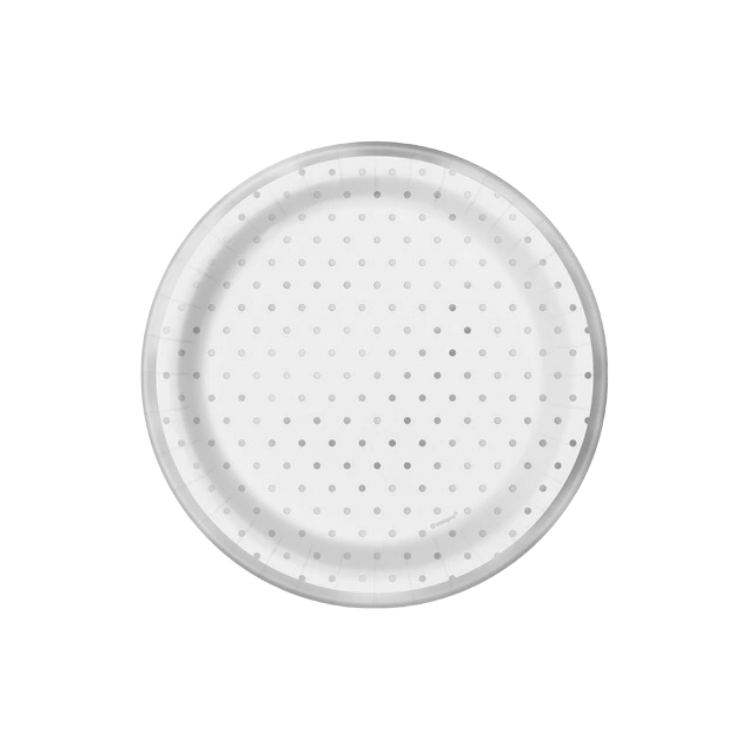 Plato Elegant Silver Dots 7"