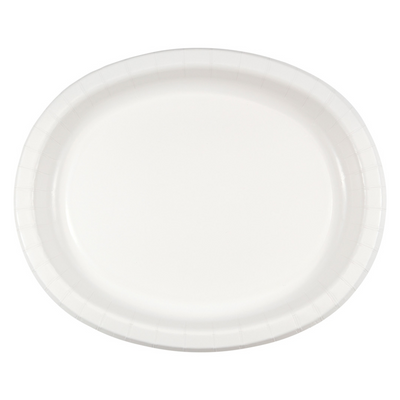 Plato Ovalado Blanco (8 pz) 10 x 12