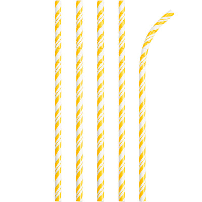 Popotes Líneas Amarillo (24 piezas)