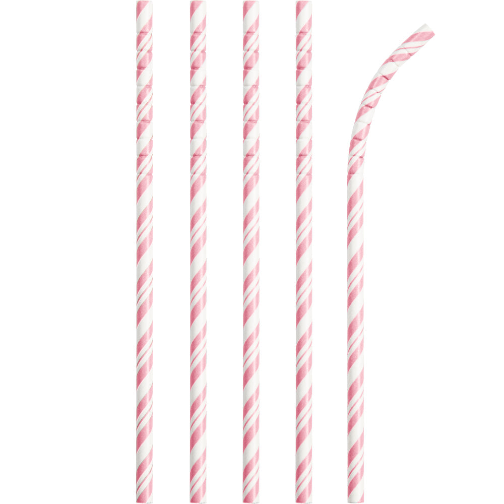 Popotes Líneas Rosa Claro (24 piezas)