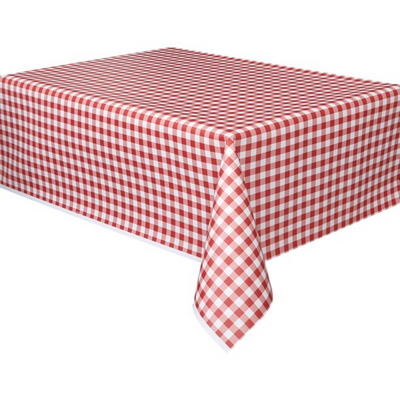 Red Gingham Plastic Tablecover