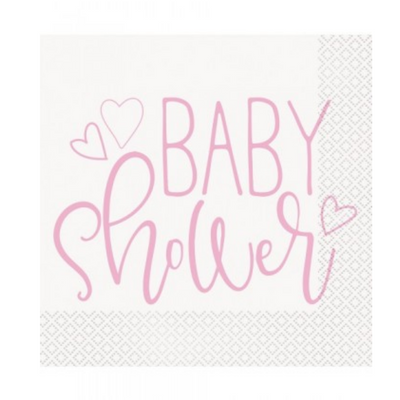 Servilletas Pink Heart Baby Shower