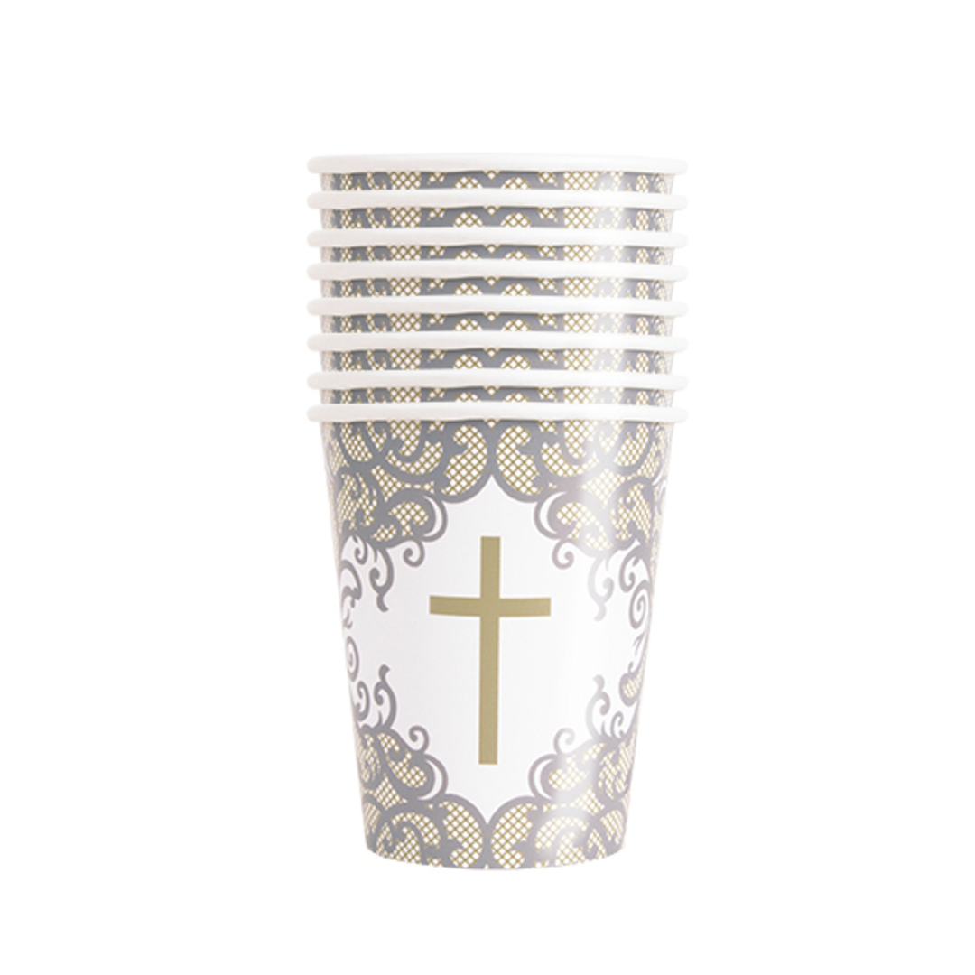Vasos 9oz Cruz Dorada
